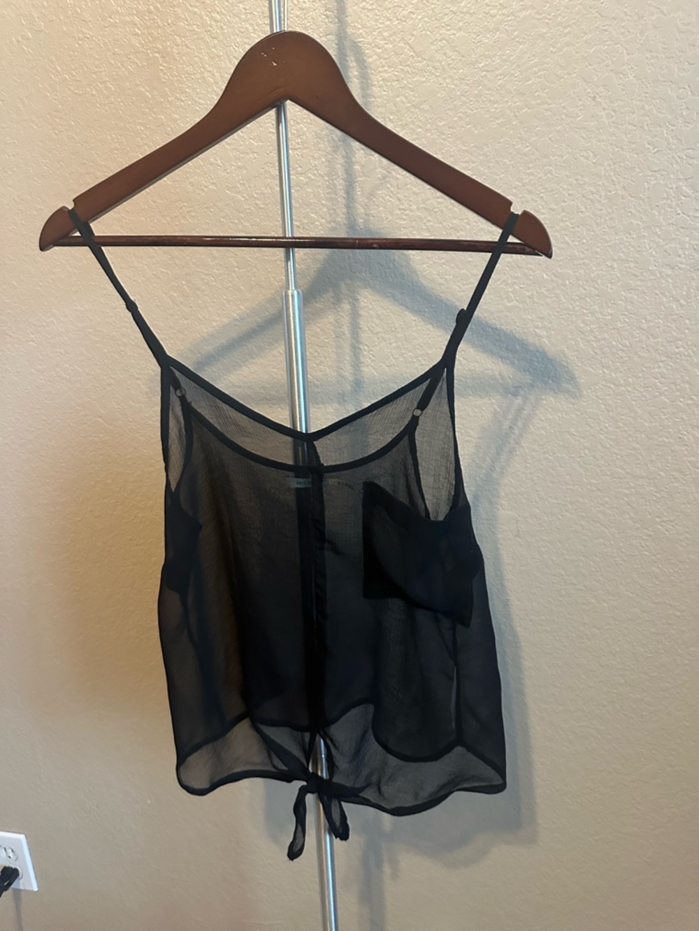 Kimchi Blue Black Sheer Tie-Hem Cami